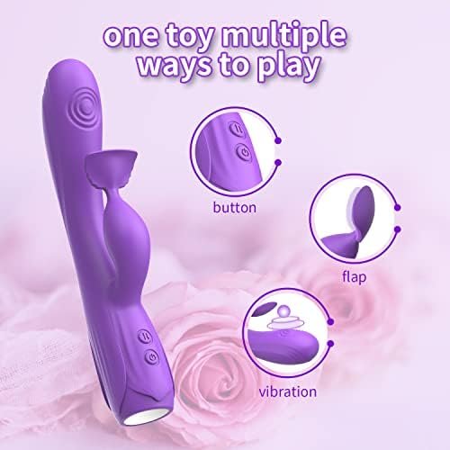 Xingnuo 3 In 1 Rose G Spot Rabbit Vibrator ,Super Soft And Beatable For Clitoral Stimulation,With 7 Vibration Modes Rechargeable Dildo Vibrator,Silent Anal Vibrator,Adult Erotic Sex Toys(Purple) - Image 2