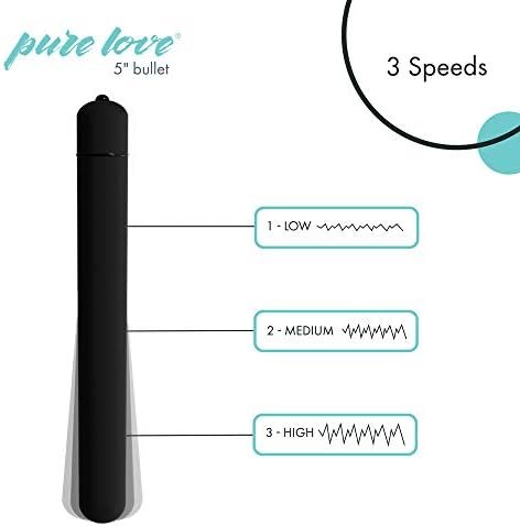 Pure Love 5 Inch, Long Lasting Soft Coat Vibrating Bullet, Black Color, 3 Speed And Waterproof With Simple One Button Speed Control, Adult Sex Toy - Image 2
