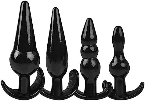 Butt Plug, Pack Of 4 Anal Plugs, Silicone Anal Trainer Set From Beginners To Advanced Player, Anal Sex Toys Adult Sensory Toys (Black)