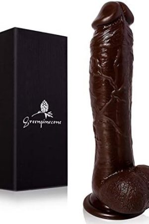 Realistic Soft 8.66Inch Dildo With Suction Cup, Greenpinecone Anal And Vaginal G-Spot Sex Toy, Dark Brown