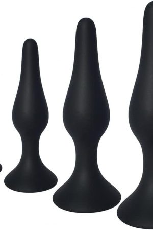 Real Vibes Anal Sex Toys Silicone Butt Plug Set, Anal Butt Trainer, Dilator Dildo Kit For Women And Men, 4 Buttplugs For Advanced & Beginner, Sex Toys For Men