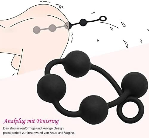 Silicone Anal Beads Butt Plug With 4 Balls And Safe O Pull Ring, Anal Chain Link Anal Plug Sex Toys Anus Masturbator For Men And Women (M) - Image 2