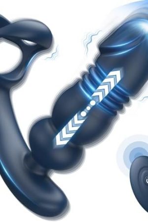 Thrusting Anal Vibrator Prostate Massager - Anal Beads Anal Dildo 7 Modes With Cock Ring Anal Plug Anal Sex Toys P Spot Massager Audlt Toys Remote Control Anal Toys Sex Toys For Men