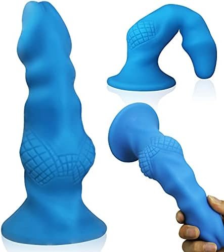 Realistic Silicone Dildo With Strong Suction Cup For Hands-Free Play, Lzyaa Flexible Snake Head Dildo For Vaginal G-Spot Adult Sex Toys (Blue)