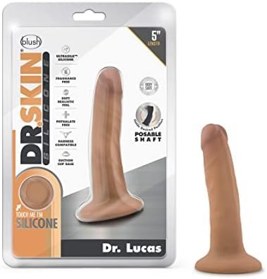 Blush Dr. Skin - Dr. Lucas - 5 Inch Realistic Dildo With Suction Cup - Harness Compatible - Posable - Silky Smooth - Platinum Cured Silicone - Sex Toy For Men Women Couples - Mocha