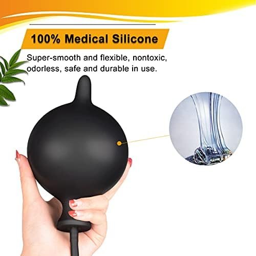 Silicone Expand Inflatable Anal Plug - Body-Safe Medical Grade Waterproof Butt Sex Toy For Male, Female And Beginners (Black Classic Style) - Image 3