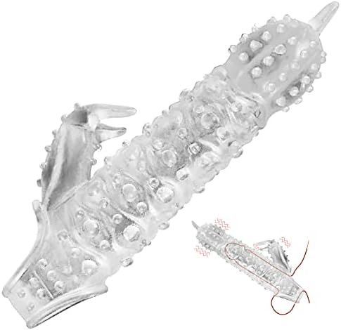 Penis Sleeve Extender With Clitoral Stimulation, Reusable Cock Enlarger Condom Thickened Male Testicle Ring Ultra-Soft Delay Ejaculation Sex Toys For Men & Couple
