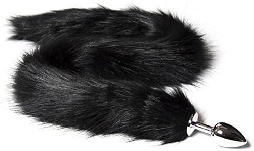 Anal Plug With Smooth Long Fox Tail Butt Sex Toys Role Play Flirting Animal Tail For Couple Black Romi (L)