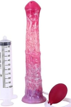 Horse Dildo 12Inch Squirting Realistic Dildos With Suction Cup, Thin Pink Silicone Dragon Long Animal Dildo Anal Plug Adult Toys For Men And Women Couples