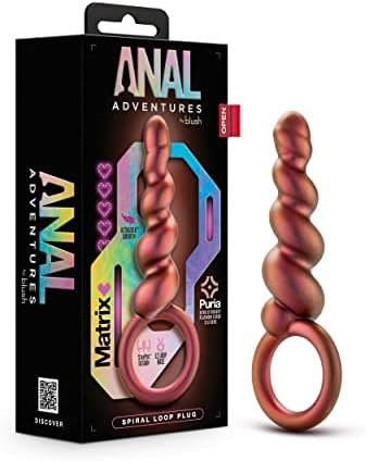 Anal Adventures Priestess Silicone Anal Plug - Swirled Buttplug For Texture - Loop At Base For Easy Pull And Safety - Satin Smooth Texture Ultrasilk - Tapered Head - Sex Toy For Him Her Couples
