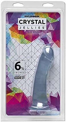 Doc Johnson Crystal Jellies - Slim Dong - 6.5 Inch - 1.5" Wide - Strong Suction Cup Base - O-Ring Harness Compatible Dildo, Clear - Image 2