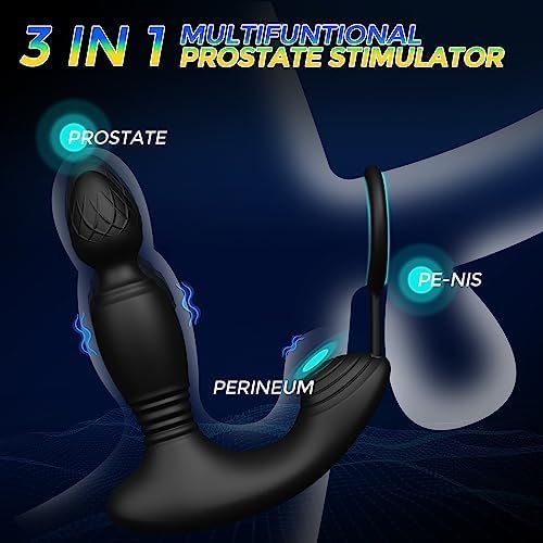 Prostate Massager Anal Plug With Cock Ring, Heseks Thrusting Vibrator Adult Toys With 9 Thrusting & Vibrating Modes, Sex Toys For Men Women Couples With Remote Control & App, Male Sex Toys Anal Toys - Image 2