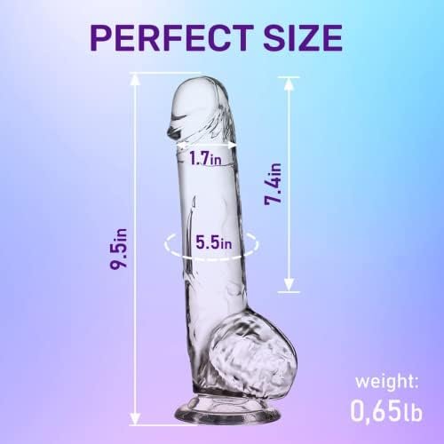 Realistic Dildo 9.5” Clear Suction Dildo Cup For Hands-Free For Women, Big Dildos For G-Spot Stimulation Dildos Anal Sex Toys For Women And Couple - Image 2