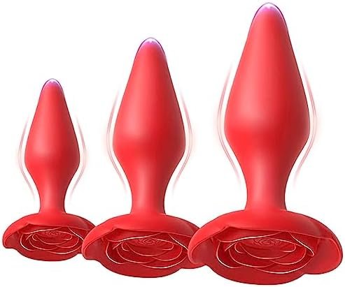 Anal Plugs Training Set With Rose Base Silicone Butt Plug 3 Sizes Out Wearing Anal Prostate Sex Toys For Beginners And Advanced Players