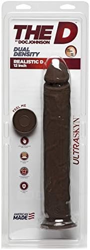 Doc Johnson The D - Realistic D - 12 Inch - Ultraskyn - 12" Long And 2" Wide - Strong Suction Cup Base - O-Ring Harness Compatible Dildo - For Adults Only, Chocolate - Image 2