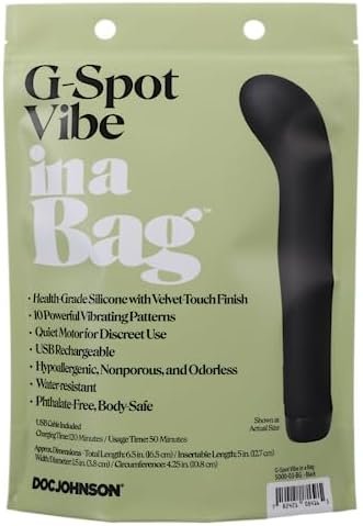Doc Johnson – G Spot Vibe In A Bag Collection, Adult Vibrating Massager, 10 Powerful Vibrations, Quiet Motor, Silicone, Usb Rechargeable, Length 6.5 Inch And Width 1.5 Inch (Black) - Image 2