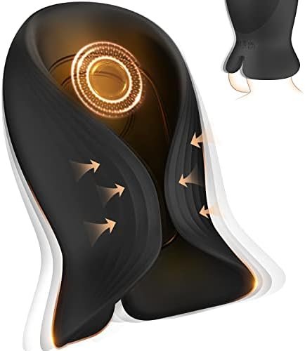 Penis Training Vibrator With 12 Powerful Vibrations, Testicle Coverage & Multifunctional Male Vibrator For Male Masturbation, Ulovime Male Sex Toy For Penis Stimulation & Endurance Training Black