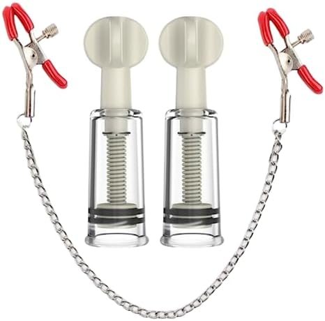 Red Nipple Clamps With Nipple Sucker Set Morghabe Bdsm Breast Sucking Cup For Woman Adult Sex Toys
