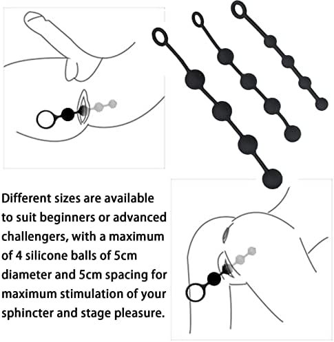 Butt Plugs For Women Or Men, Adult Sex Toy, Anal Expander, Max Diameter 5.3Cm, Designed For Training And Stimulation Seekers, 4 Beads, Large Spacing For Superb Anal Excretion - Black (S/33.5Cm) - Image 2