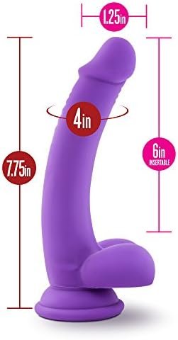 Blush Ruse D Thang - 8 Inch Platinum Cured Purio™ Silicone Dildo - Satin Smooth Ultrasilk- Soft 1.25" Shaft - Strap On Compatible Suction Cup For Hands Free Play - Luxury Sex Toy For Women - Purple - Image 3