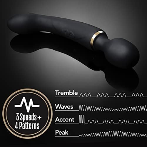 Blush Gia - Double Ended Vibrating Wand Massager G Spot Vibrator - Powerful Dual Motors - 7 Unique Vibrating Functions - Silicone With A Smooth Satiny Feel - Usb Rechargeable - Black - Image 2