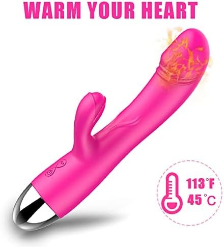 Rabbit Vibrator With Heating, 30 Powerful Vibrations G Spot Vibrator With Independent Clitoral Stimulator, Waterproof Rechargeable Dual Motor Rose Adult Toy, Dildo Vibrator Women/Couples, 1.0 Count - Image 2