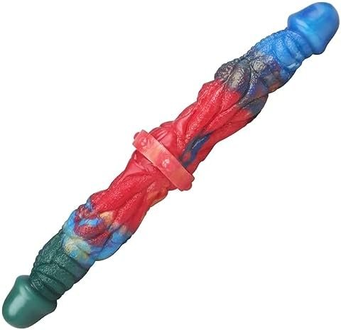 Double Ended Dildo Realistic Dual Side Penis Liquid Silicone Long Anal Plug G Spot Stimulation Prostate Massager Couple Gay Lesbian Adult Sex Toy & Games Sex Factory (Mixed Colors)