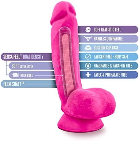 Blush Au Naturel Pound - Realistic 8.5 Inch Long Sensa Feel Dual Density Dildo - 2" Thick - Flexishaft Bendable Body - Strap On Compatible Suction Cup Hands Free Play Sex Toy For Men Women - Neon Pink - Image 2