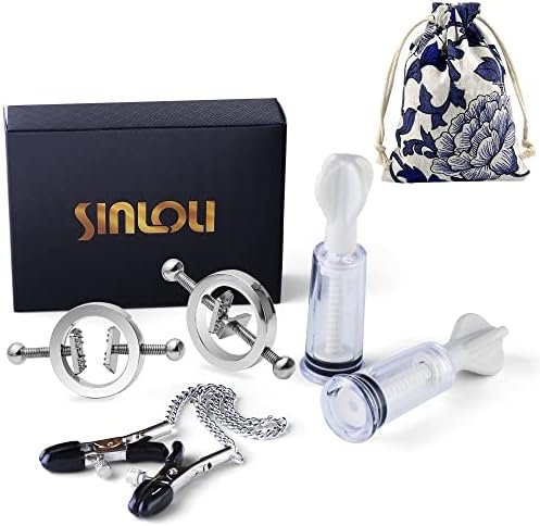 Sinloli Rotatable Adjustable Nipple Clamps And Rubber Coated Tit Clamps And Nipple Suckers With Storage Bag