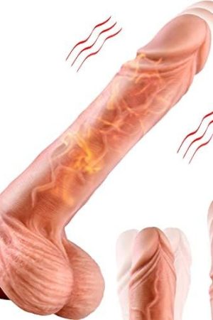 Thrusting Dildo Vibrator With Strong Suction Cup,Heating Realistic Dildo With 8 Thrusting Modes Liquid Silicone Adult Sex Toy G-Spot Vibrator For Women Vagina Men Anal Masturbation - 8 Inch Flesh
