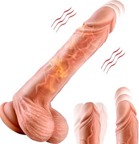 Thrusting Dildo Vibrator With Strong Suction Cup,Heating Realistic Dildo With 8 Thrusting Modes Liquid Silicone Adult Sex Toy G-Spot Vibrator For Women Vagina Men Anal Masturbation - 8 Inch Flesh