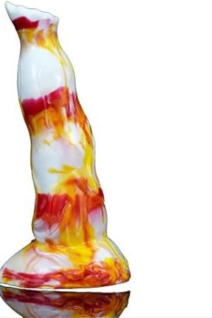 Soft Silicone Irregular Multi Colored Dildo Anal Toy Flexible Stimulate Gift For Lover (Red+Yellow+White)