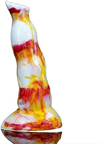 Soft Silicone Irregular Multi Colored Dildo Anal Toy Flexible Stimulate Gift For Lover (Red+Yellow+White)