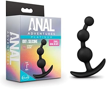Blush Anal Adventures Platinum - Small Anal Beads Butt Plug - Soft Platinum Puria Silicone - Ultrasilk Smooth - Anchortech Design Stays Comfortably Securely In Place - Sex Toy For Men Women - Black
