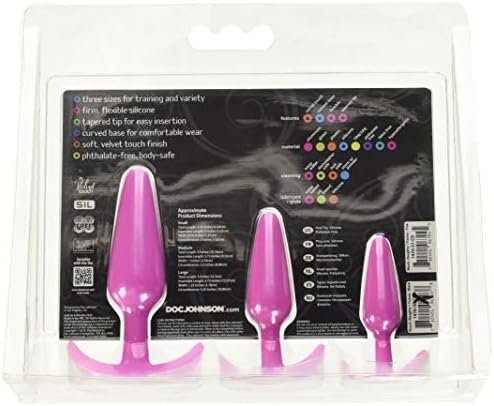 Doc Johnson Mood - Naughty 1 Trainer Set - Small, Medium, Large - Silicone Butt Plugs With Tapered Base For Comfort Between The Cheeks - Pink - Image 3