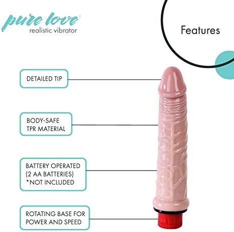 Pure Love Realistic Penis Vibrating Dildo Dong, Adult Sex Toy, Flesh Color, Fresh, 6" - Image 3