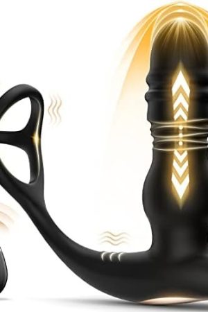 Prostate Massager Thrusting Anal Plug Vibrator - 4In1 Male Sex Toys For Men With 7 Thrusting & 7 Vibrating Butt Plug & Cock Ring & Remote Control, G-Spot Vibrators Dildo Anal Adult Toys For Men Couple