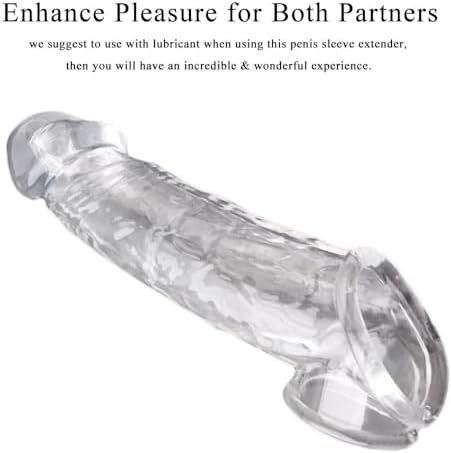 Reusable Penis Enlargement Cock Sleeve,Penis Extender Thicken Cock Ring Sleeve, Clear Penis Enlarger For Couples Sex Toys For Men, Penis Extension For Prolonged Erection - Image 3