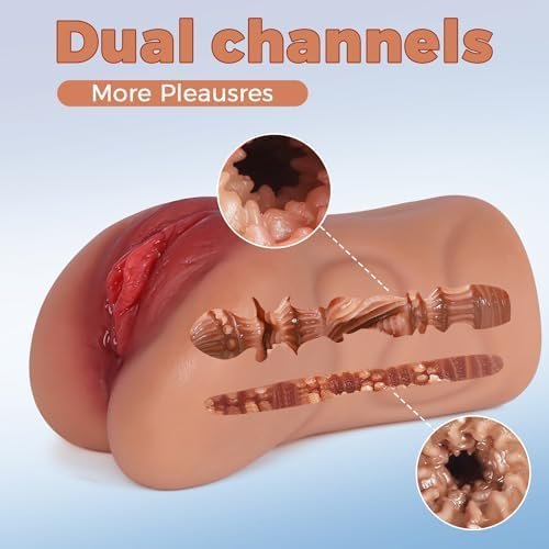 Male Sex Toys Sex Dolls - 2 In 1 Male Masturbators Adult Toys With Realistic Vagina & Tight Anus, Plump And Soft Fleshy Male Stroker, Pocket Pussy Adult Sex Toys For Men (Brown) - Image 3