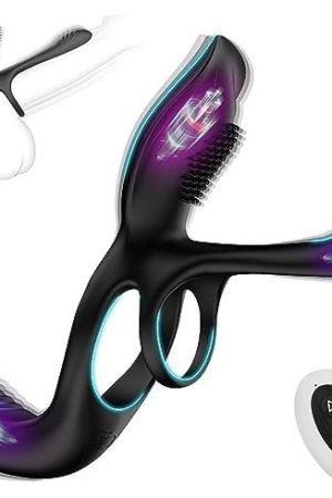 Vibrator For Couple, 3 In 1 Vibrating Cock Ring With 10 Modes, Men'S Penis Vibrators, Perineum , G Spot, Clitorals Stimulator For Women, Sex Novelties, Adult Sex Toys & Games Black