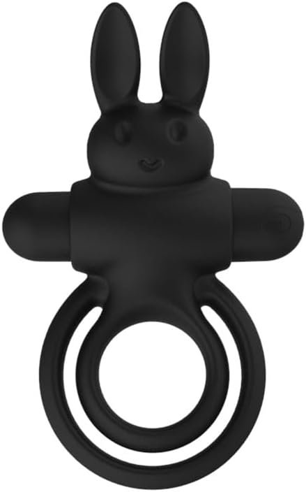 Soft Silicone Rabbit Vibrating Cock Ring With 10 Powerful Vibration Modes For Men Waterproof Penis Ring Rechargeable Vibrator Adult Sex Toys For Male (Black)