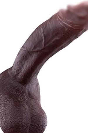 9 Inch Black Realistic Dildo Feels Like Skin, With Huge Strong Suction Cup Dildos For Hands-Free Play, Soft Liquid Silicone Anal Adult Sex Toys For Men And Women Pleasure