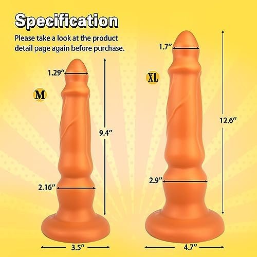 Tariss'S Dildo Anal Plug With Suction Cup Base Sex Toy For Men Women Silicone Gold M 9.6 Inch - Image 2