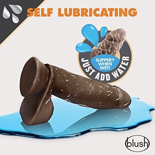 Dr. Skin Glide 7 Inch Self Lubricating Dildo With Balls Suction Cup Harness Compatible Body Safe Realistic Look And Feel Sex Toy For Her Him Couples Chocolate - Image 2
