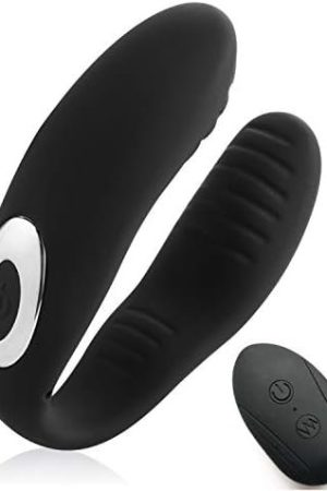 Rechargeable 11-Frequency U-Shaped Vibrator Wearing Vibrator Couple Sex G-Spot-Black