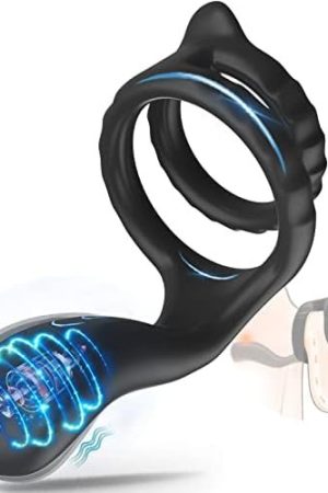 Vibrating Dual Cock Ring With Taint Teaser,Rechargeable Penis Ring Vibrator With 10 Vibration Modes,Sex Toys For Men And Extreme Couples Play