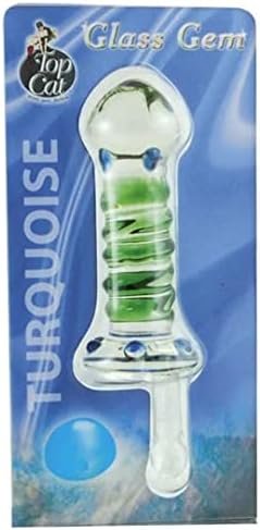 New Age Turquoise Glass Dildo With Velvet Storage Bag, 4.75 Inch