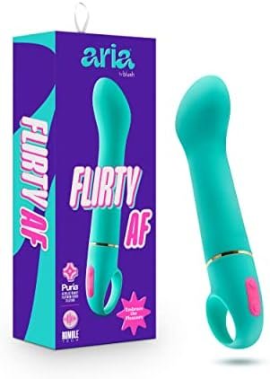 Blush Aria Flirty Af Silicone Vibrator - Rumbletech Powerful Rumbly 10 Vibration Settings - Curved For Perfect G Spot Stimulation - Ipx7 Waterproof - Finger Loop For Accessibility - Sex Toy