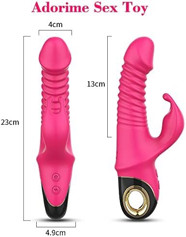 Thrusting G-Spot Rabbit Vibrator For Women, Realistic Silicone Dildo Massager With 9 Vibrating Frequencies & 5 Telescopic Modes, 2 In 1 Waterproof Clitoral Vaginal Stimulator Adult Sex Toys - Image 3