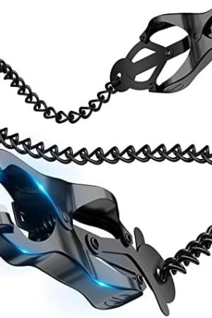 Stainless Steel, Dovelo Nipple Clamp With Chain And Buffer Bump Silicone Pad, Body Restraints Bdsm Sex Toy For Women & Couples